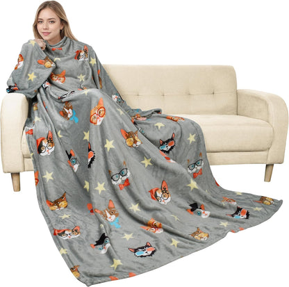 Catalonia Wearable Blanket with Sleeves for Women & Men, Fleece Wrap Throw | Cozy Sleeve Design for Hands-Free Comfort, Perfect for Reading, TV Time & Relaxing, Christmas & Birthday Gift