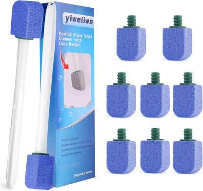 Pumice Stone Toilet Cleaner with Long Handle Pumice Stone Toilet Bowl Cleaner Rust and Grease Stain Clean Suitable for Toilets Bathroom Sink,BBQ 2Handle and 10Pumices Stones(Gray)