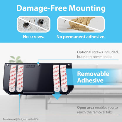TotalMount Drop-Free Remote Holder – Removable Adhesive Strips – XL Black | Designed in the USA – Simply Put the Remotes In – No Tricky Magnet Alignment Needed (Holds 3 or 4 Remote Controls)