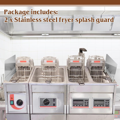 Ferraycle 2 Pack 20-1/2" W x 9" H 304 Stainless Steel Fryer Splash Guard for Stove & Kitchen, Oil Splatter Screen Protection, Heavy Duty Grease Barrier for Frying, Grilling, Easy Clean, Universal Fit | Commercial Stainless Steel Guards Prevent Oil