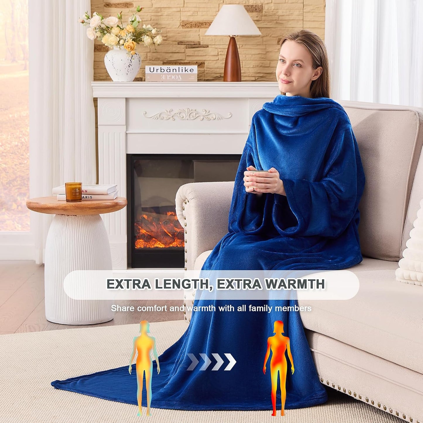 IFNOW Fleece Wearable Blanket with Sleeves, Oversized Snuggle Robe