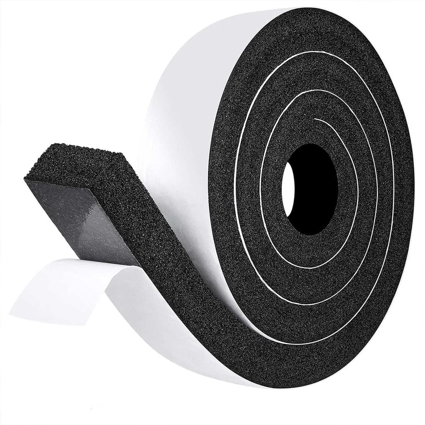 fowong AC Window Seal Foam Tape, 1" x 1" Thick Foam Weather Strip, Black | High Resilience Foam Tape Seals Large Gaps Around Ac Windows and Doors, 6.5ft x 2 Rolls, Strong Adhesive, Install in Minutes