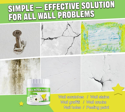 Drywall Repair Kit, Spackle Paste with Patches & Tools for Wall Hole Fix | 10.6oz Wall mending agent for drywall, plaster, wood, stucco. Waterproof, crack-resistant, residue-free ＆ formaldehyde-free