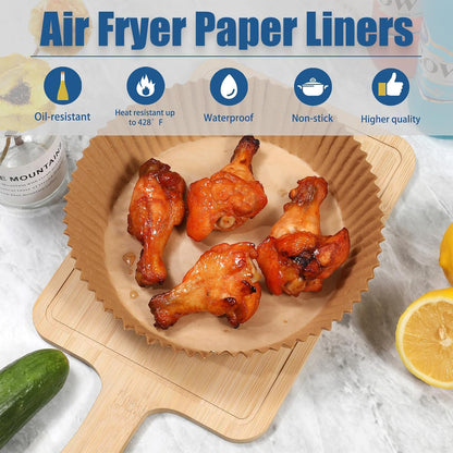 2Pcs Air Fryer Silicone Liners Fit 3-5QT Air fryer, Reusable Food Grade Silicone Air fryer Liners Baking Tray Basket Accessories(Round, 6.5 Inch)