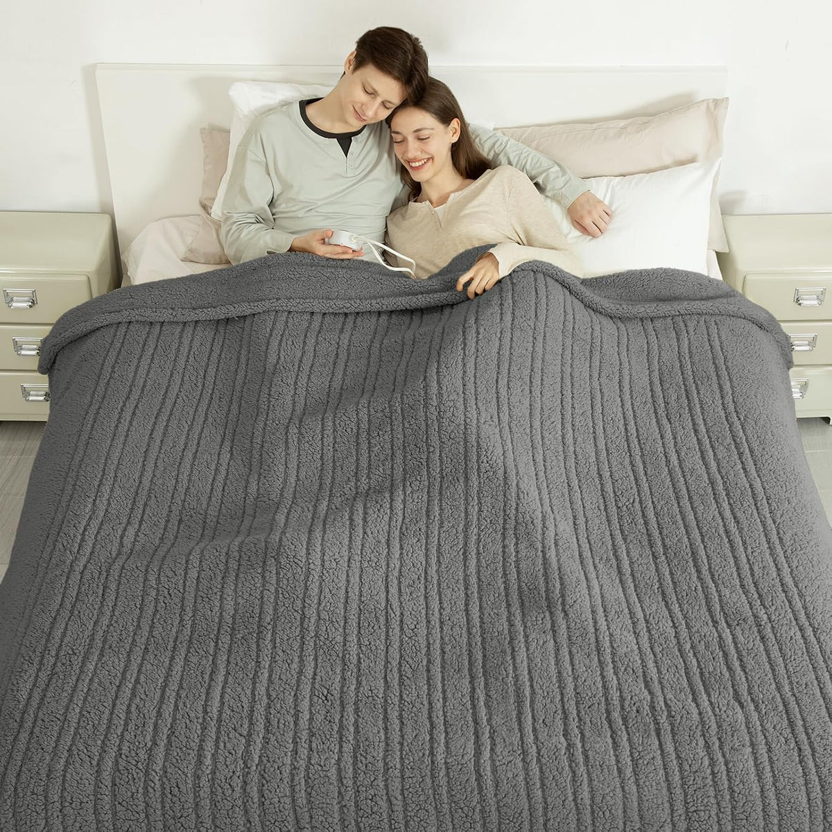 Heated Throw Blanket 50"X60", Soft Sherpa, 4 hrs Auto Shut Off
