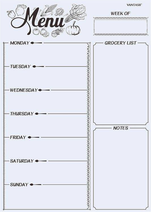 Magnetic Refrigerator Whiteboard,Weekly Menu, Meal Planner, Grocery Shopping List, Dry Erase Board, for Kitchen Fridge with 8 Color Magnetic Markers (16inchx12inch)