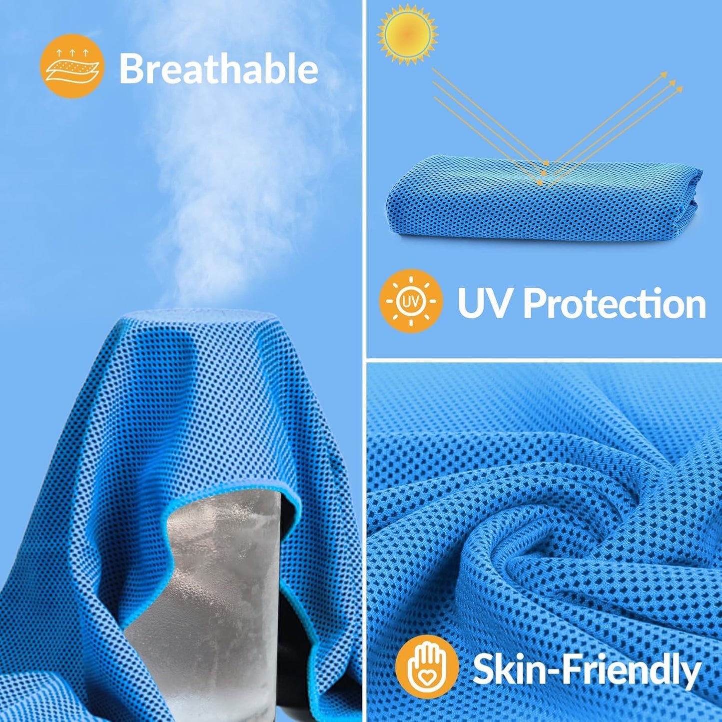 Cooling Towels 8 Pack(40"x12")for Neck and Face, Cooling Neck Wraps for Gym | Sweat wicking, Quick dry, Breathable, Reusable, Absorbent, Cold Towel for Running, Yoga, Travel, Climbing
