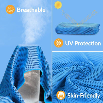 Cooling Towels 8 Pack(40"x12")for Neck and Face, Cooling Neck Wraps for Gym | Sweat wicking, Quick dry, Breathable, Reusable, Absorbent, Cold Towel for Running, Yoga, Travel, Climbing