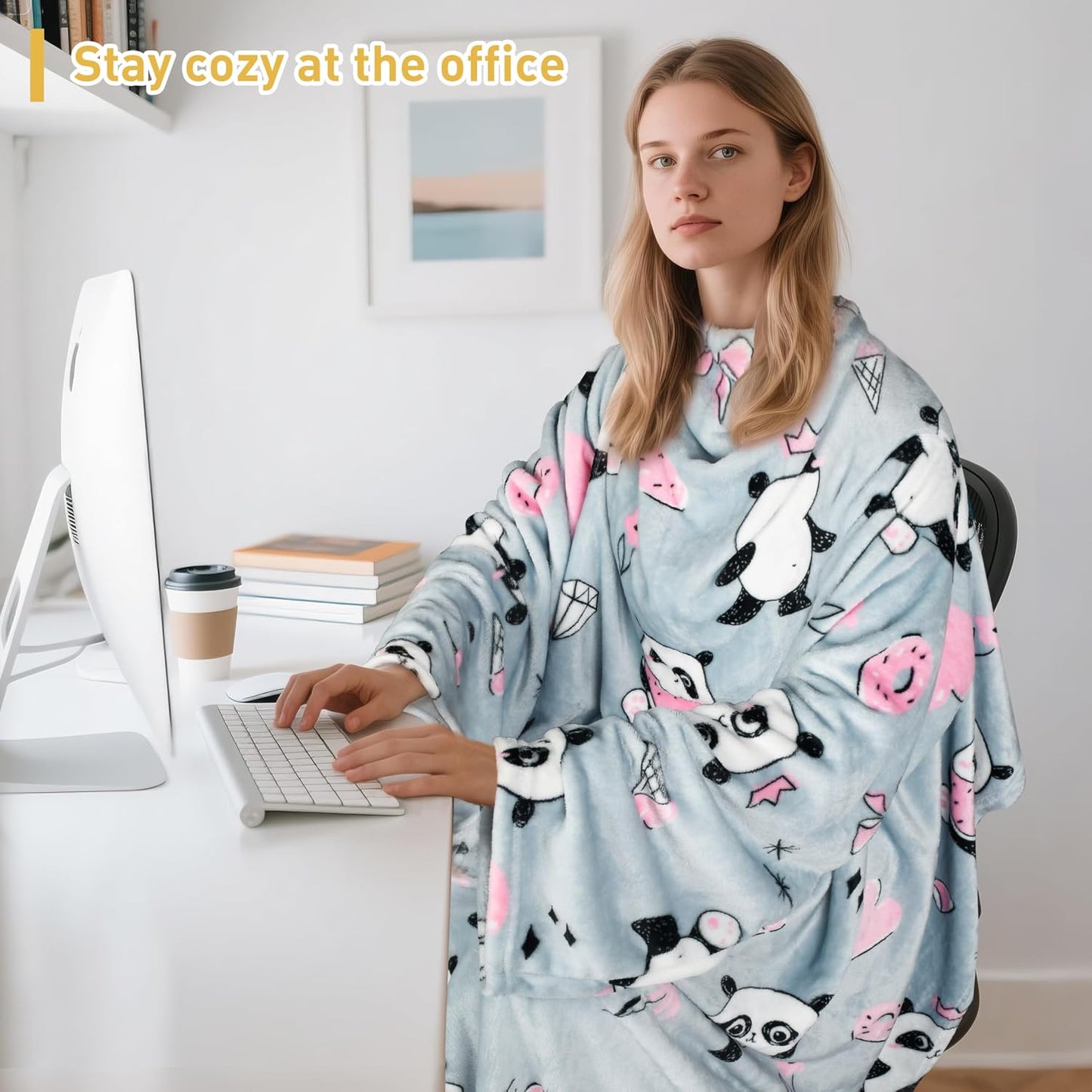 Catalonia Wearable Blanket with Sleeves & Foot Pocket for Adults | Soft Fleece Throw Wrap with Hands-Free Comfort, Perfect for Reading, TV Time & Relaxing, Christmas Gift for Women & Men