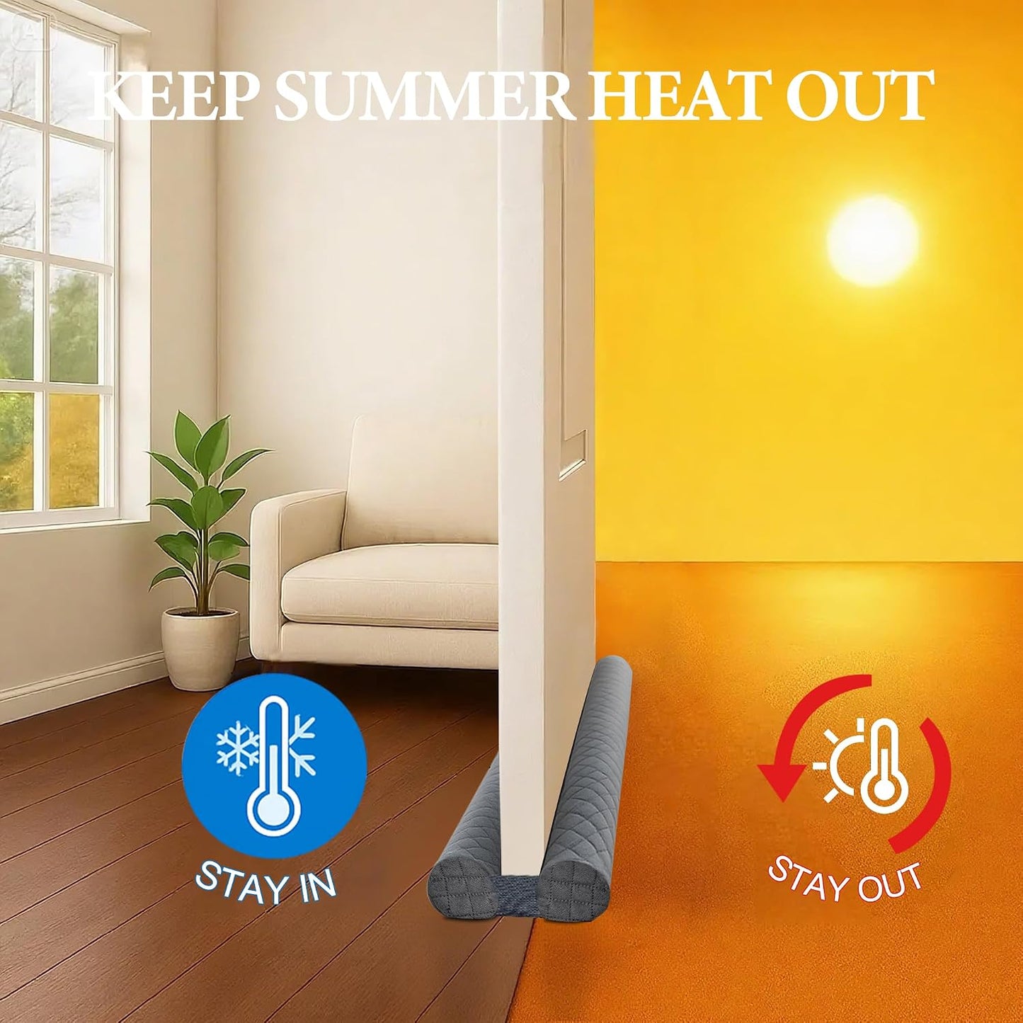 Ciieyuo Premium Velvet Under Door Draft Stopper, Adjustable 30-36 Inches | Door Air Draft Stopper, Easy-to-Install Under Door Gap Filler, Blocks Noise, Cold Air, Light, Dust, and Drafts
