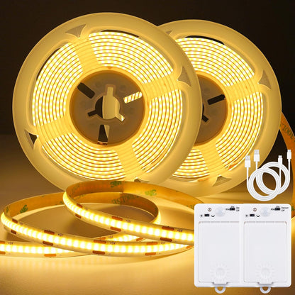 OMIKA Dual Sensor Stair Lights Indoor, Rechargeable 16.4ft LED Strip Light, 150 LEDs Double Motion Activated Under Bed Night Lights for Shelves, Stairway, Closet, Corridor, Bedroom, 6000K Cool White
