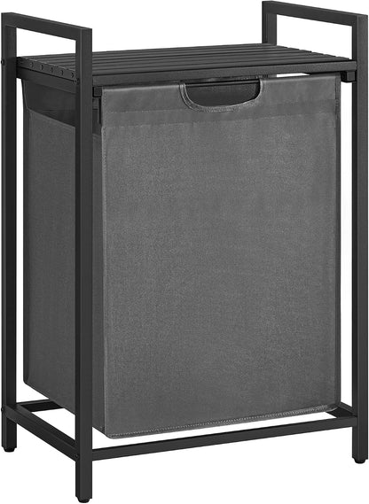 VASAGLE Laundry Hamper, Laundry Basket Sorter with 3 Pull-Out and Removable Bags, Shelf, Metal Frame, 3 x 10.6 Gallons (40 L), 36.4 x 13 x 28.4 Inches, Cappuccino Beige and Natural Beige UBLH301LH01