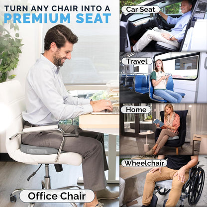 ComfiLife Doctor Recommended Seat Cushion - Premium Gel & Memory Foam Office Chair, Car Seat, Lifting Cushion - Chair Cushions for Back & Sciatica Relief - Seat Cushions for Office & Desk (Black)