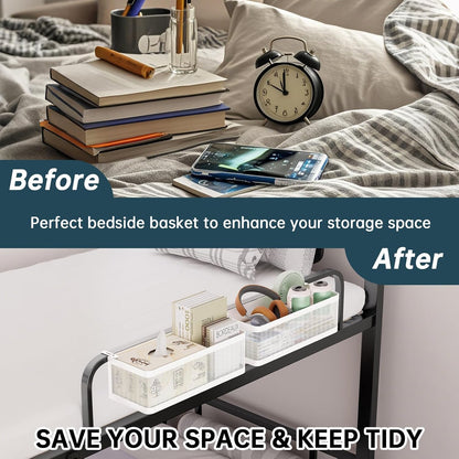 Bedside Caddy Shelf for Bunk Bed & Dorm, Adjustable Bunk Bed Caddy Holder for Top Bunk, Rails, Cribs, Bedside Shelf Organizer for Phone/Books/Drinks (Black, L(L11in*W4.9in*H3.93in))