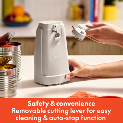 bella Automatic Can Opener, Hands Free, Battery Operated, Cordless, Stainless steel blade to open any Size Can with Magnet to Safely Remove Lid, Seamless Opening Decreases Sharp Edges, Slate
