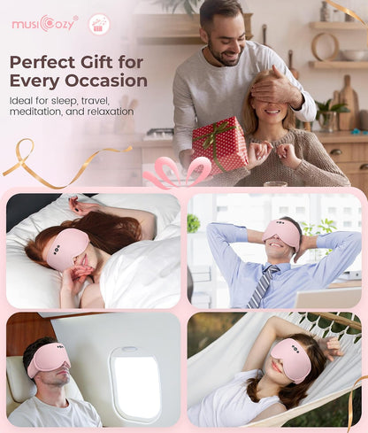 MUSICOZY Bluetooth Sleep Mask Headphones, 3D Blackout Bamboo Fiber