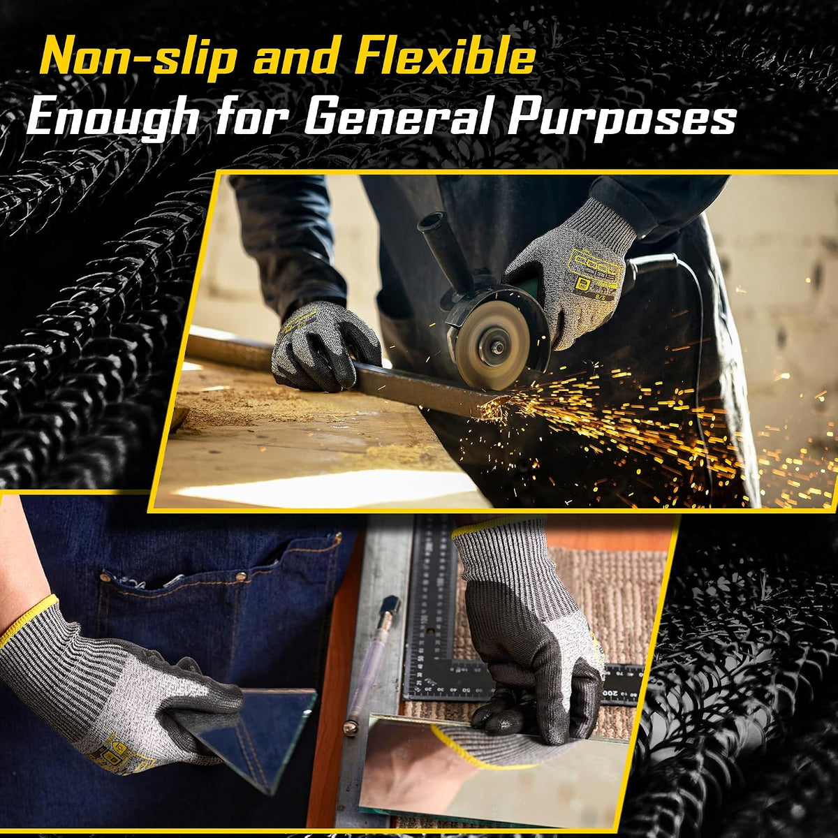 COOLJOB 12/120 Pairs Cut Resistant Work Gloves PU Coating, ANSI A2 A4 A6 A9