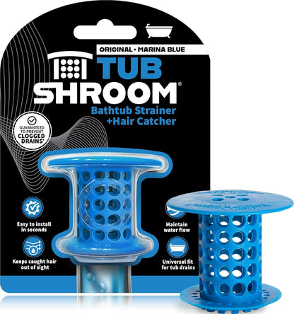 TubShroom Bathtub Drain Hair Catcher – in-Drain Tub Strainer & Clog Prevention Protector, Fits Standard 1.4”–1.75” Tub Drains, Easy Clean, Captures Human & Pet Hair Out of Sight (Gray)