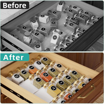 MIUKAA Clear Acrylic Spice Drawer Organizer, 4 Tier Seasoning Jars Drawers Insert, Kitchen Spice Rack Tray for Drawer/Countertop (Jars not included)