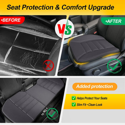 kingphenix Memory Foam Car Seat Cushion for Driver and Office Chair Comfort | 1.2-Inch-Thick Memory Foam Seat Pad, Soft, Breathable Fabric, Non-Slip Silicone Bottom for Long Drives and Office Use, Black
