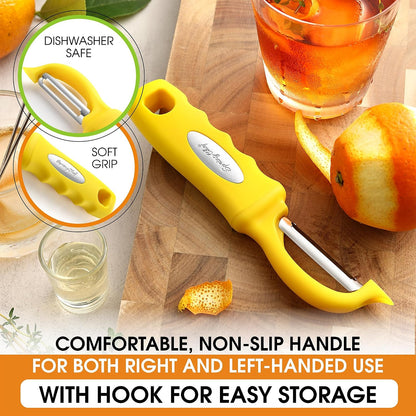 Spring Chef Swivel Potato Peeler for Kitchen w/ Soft Grip Handle, Mango | Premium Vegetable Peeler w/ Sharp Stainless Steel Blades, Multifunctional Food Peeler for Apple, Carrot, Cucumber, Fruit