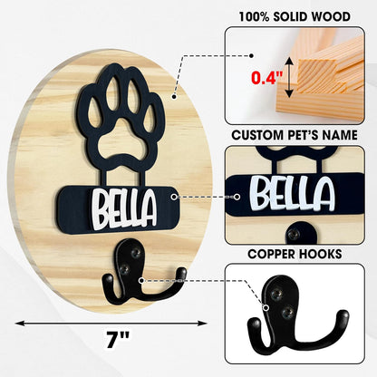 Dog Leash Holder Wall Mount, Pet Harness Hanger with Scrabble Letters, Dog Collar Organizer for Entryway, Memorial Cat Leash Holder for Wall, Pet Loss Gifts, Keepsake, Home Decor PF212-NAT