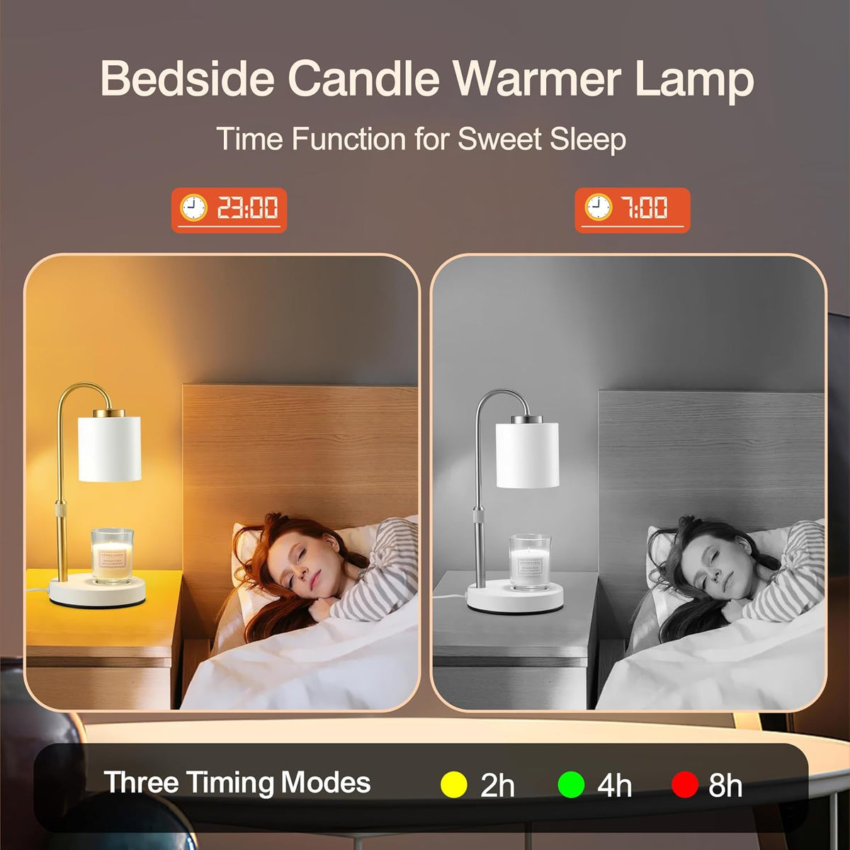 CASTLELIFE Candle Warmer Lamp with Timer & Dimmer, Height Adjustable Electric Wax Melt Warmer for Jar Candles, Gifts for Mom Home Decor, White