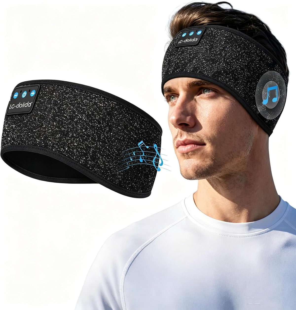 LC-dolida Sleep Headphones Bluetooth 5.4, Headband Headphones Earphones Wireless, Sleep Mask for Gifts,Workout,Jogging,Yoga(Purple)