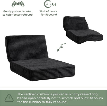 HIGOGOGO Corduroy Recliner Chair Cushion with Lumbar Support Pillow Soft Non-Slip 4" Thick Seat Pad Prevent Buttocks & Back Pain in Seniors (Beige, 12" Backrest)
