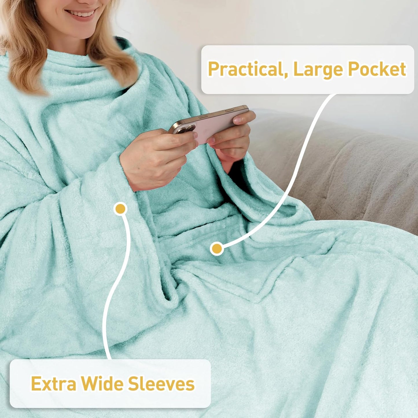 Catalonia Wearable Blanket with Sleeves for Women & Men, Fleece Wrap Throw | Cozy Sleeve Design for Hands-Free Comfort, Perfect for Reading, TV Time & Relaxing, Christmas & Birthday Gift