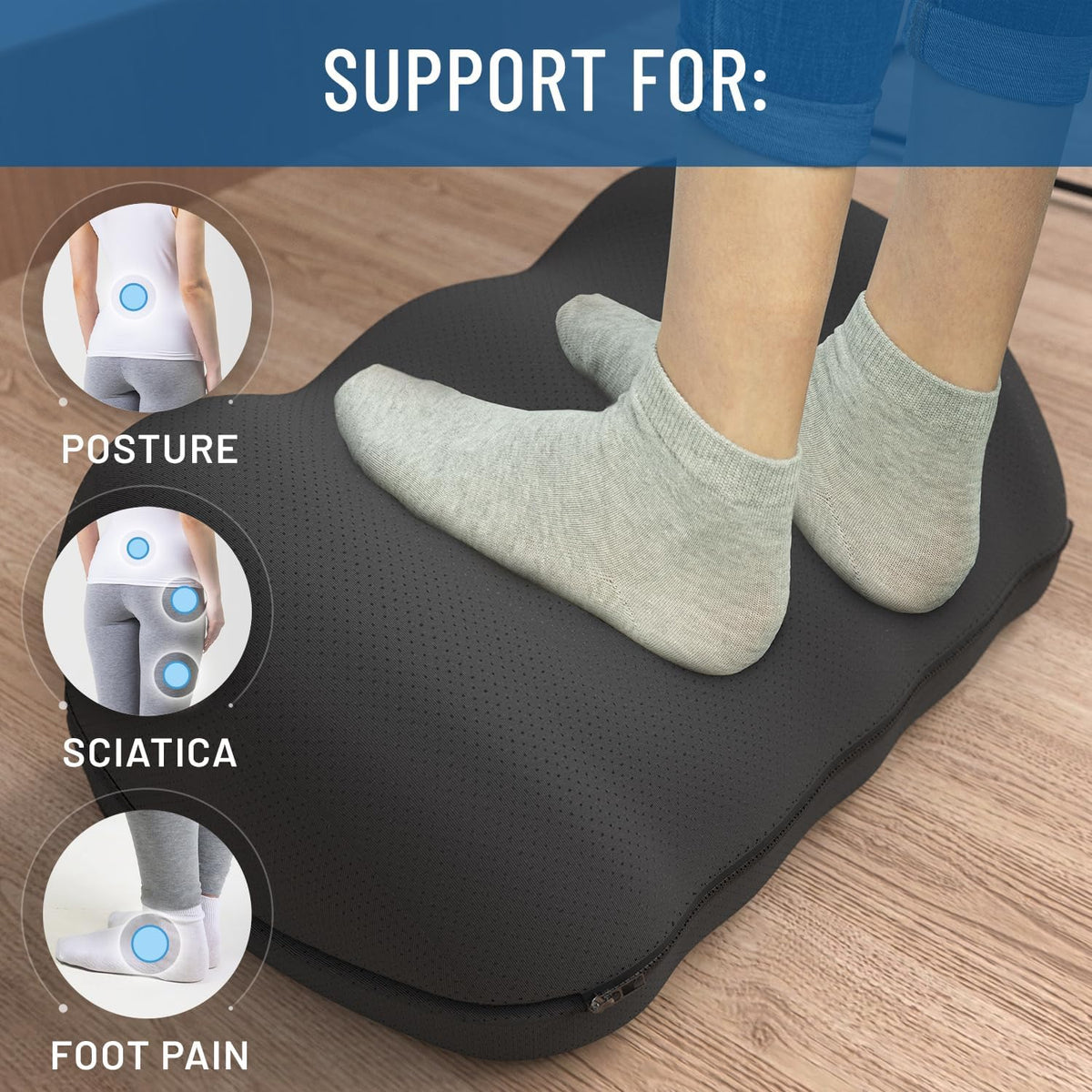 Everlasting Comfort Foot Rest for Under Desk at Work - Memory Foam Office Foot Stool & Under Desk Footrest Leg Elevation Pillow for Gaming & Home Office, Supports Posture