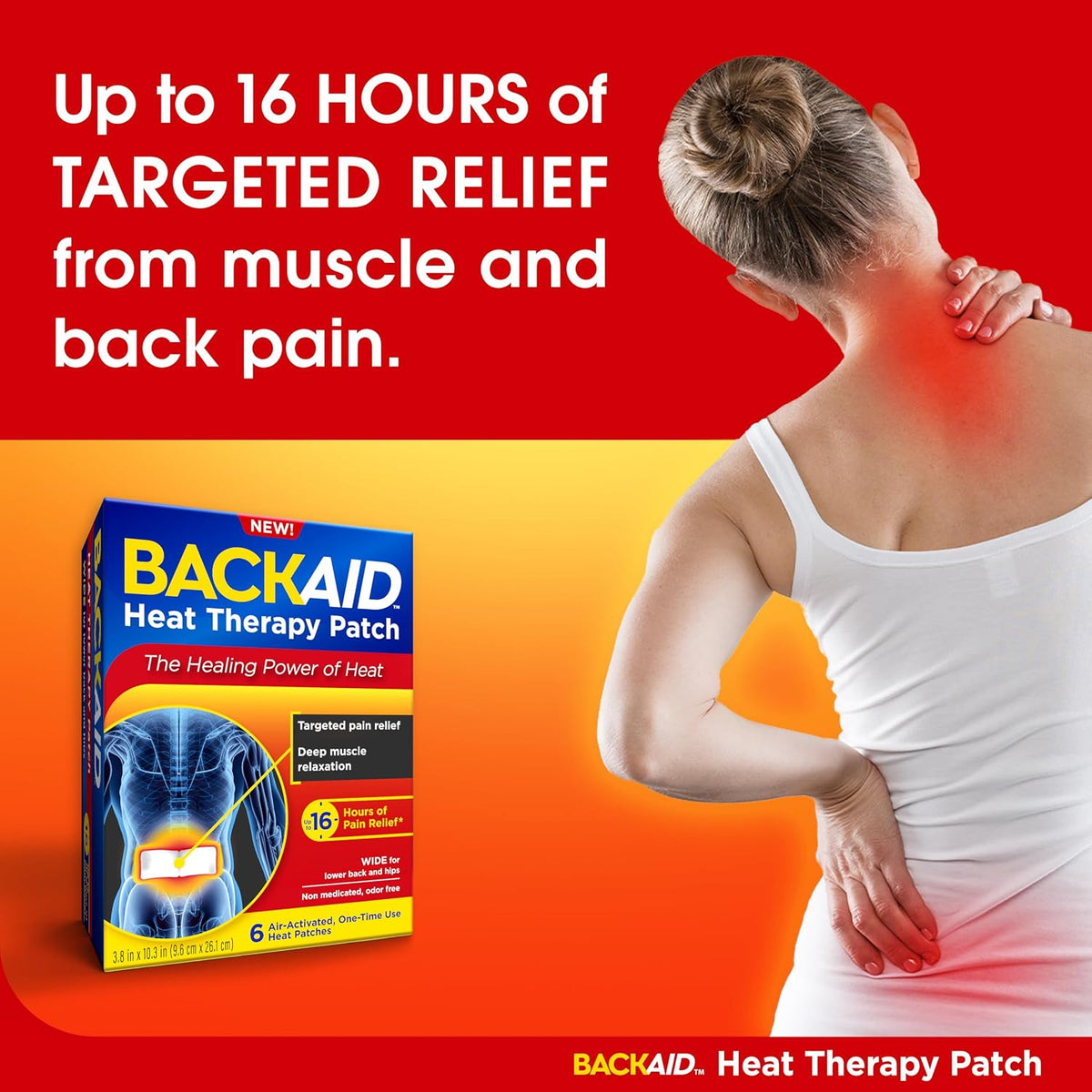 Backaid Heat Therapy Patch, Air-Activated Therapeutic Heat, Wide