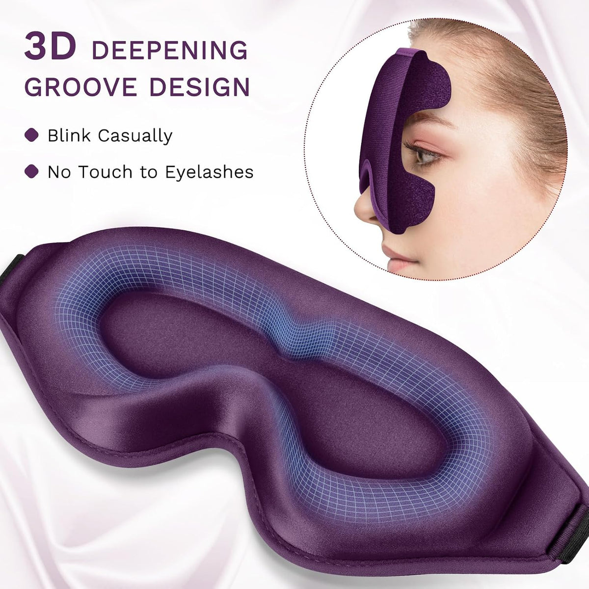 FlyCoco 99% Fully Block Out Light Eye Sleep Mask, 3D Deep Contoured Eyes Cover Zero Pressure, Long Lash Extension Eyes Mask with Adjustable Straps for Sleeping Travel Home Nap Rest Women Men (Pink)