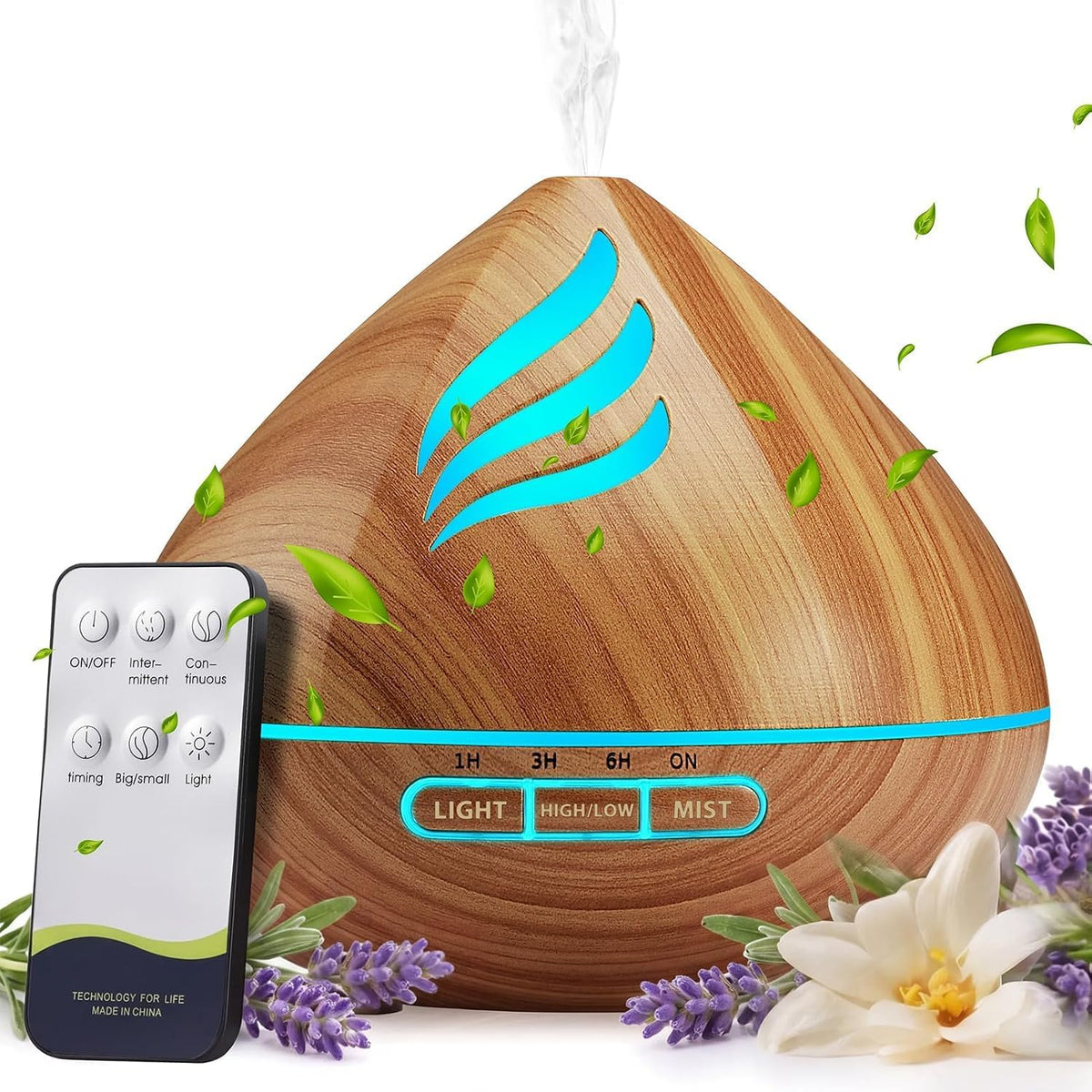 500ML Essential Oil Scent Diffuser: Remote Control &14 Colors LED - Black