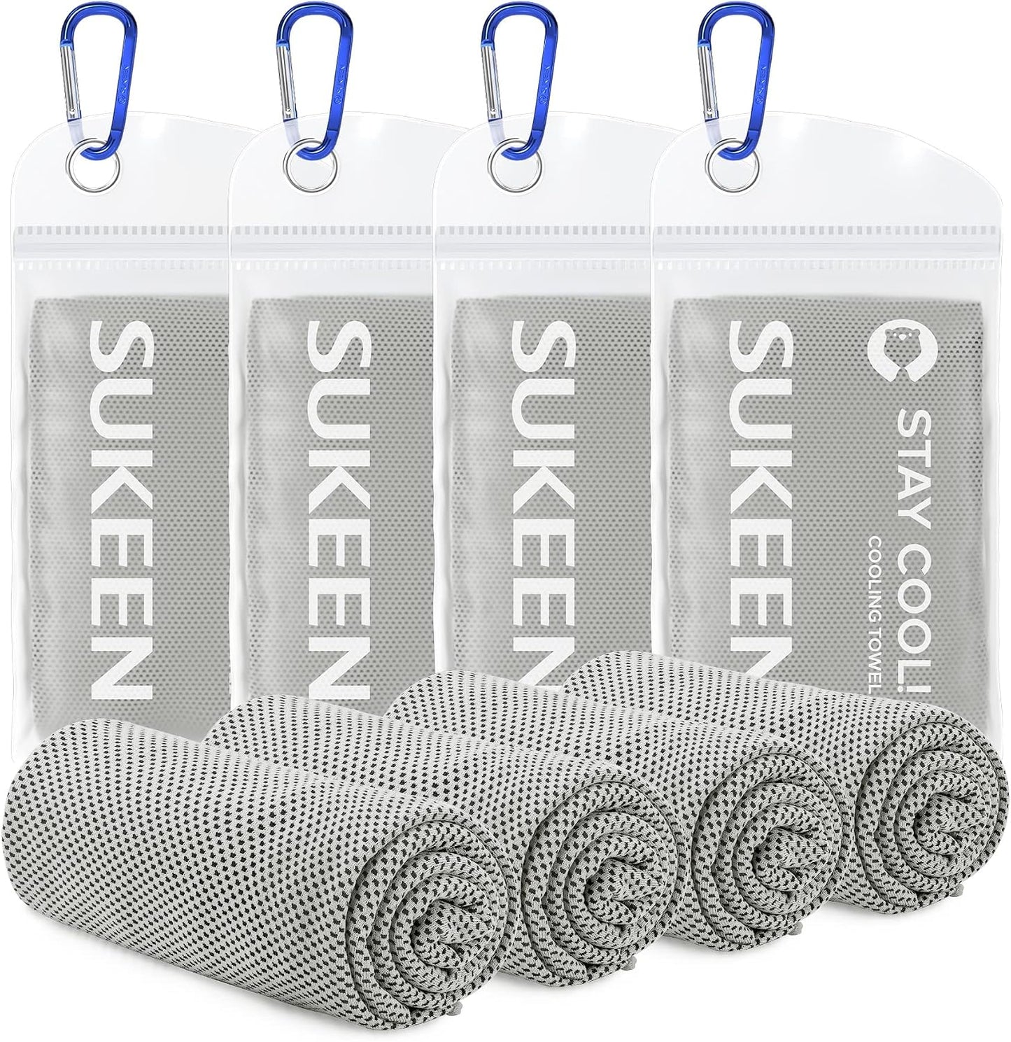 Sukeen 4 Pack Cooling Towels (40"x12") for Neck and Face Instant Cooling | Stay Cool in Hot Weather,Versatility,Soft,Breathable,Durability for Sports,Outdoor activities,Summer works in heat