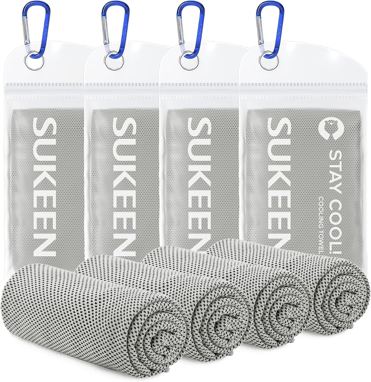 Sukeen 4 Pack Cooling Towels (40"x12") for Neck and Face Instant Cooling