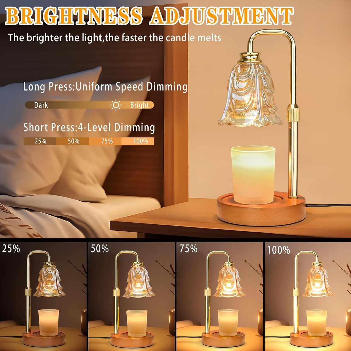XJZJY Pink Flower Candle Warmer Lamp with Timer, Birthday Gifts for Women