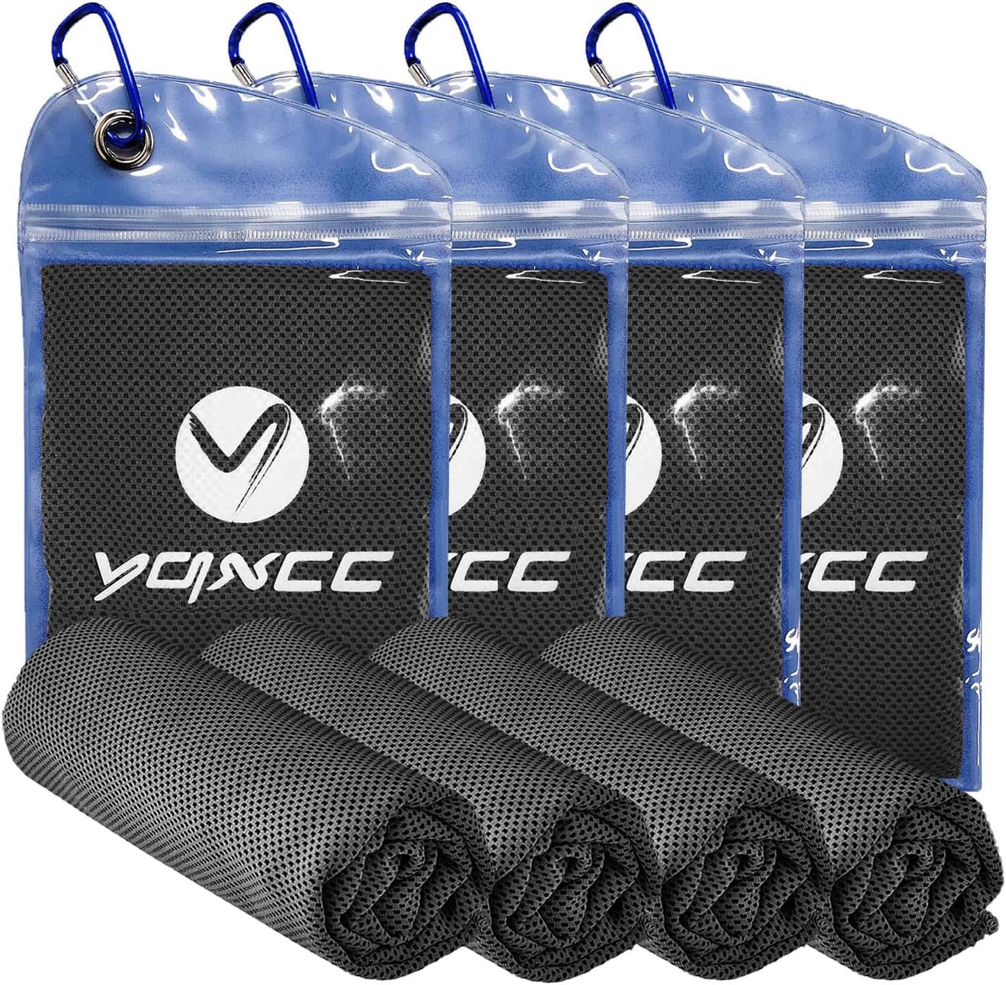 YQXCC 4 Pack Cooling Towels (47"x12"), Ice Cool Towels for Neck & Face | Soft Breathable Microfiber, Instant Cooling Neck Wraps, Ideal for Yoga, Golf, Gym, Running, Camping & Hot Weather