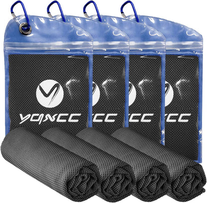 YQXCC 4 Pack Cooling Towels (47"x12"), Ice Cool Towels for Neck & Face | Soft Breathable Microfiber, Instant Cooling Neck Wraps, Ideal for Yoga, Golf, Gym, Running, Camping & Hot Weather