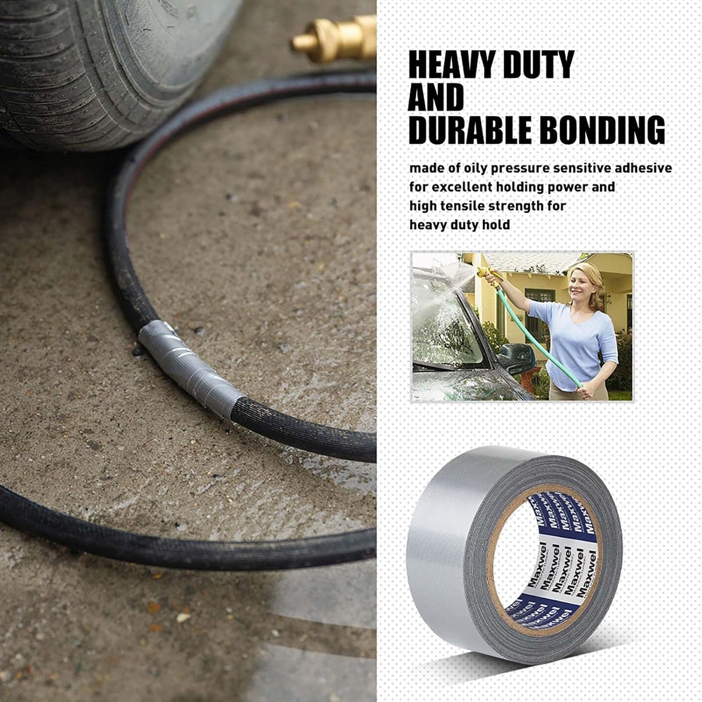 Duct Tape White Heavy Duty Waterproof Duct Tape for Home Repair | 1.88" 35 Yds No Residue, Strong Adhesive, Tearable for Multi Purpose Indoor Outdoor Use, Vehicle Repairs, DIY, Emergency Fix