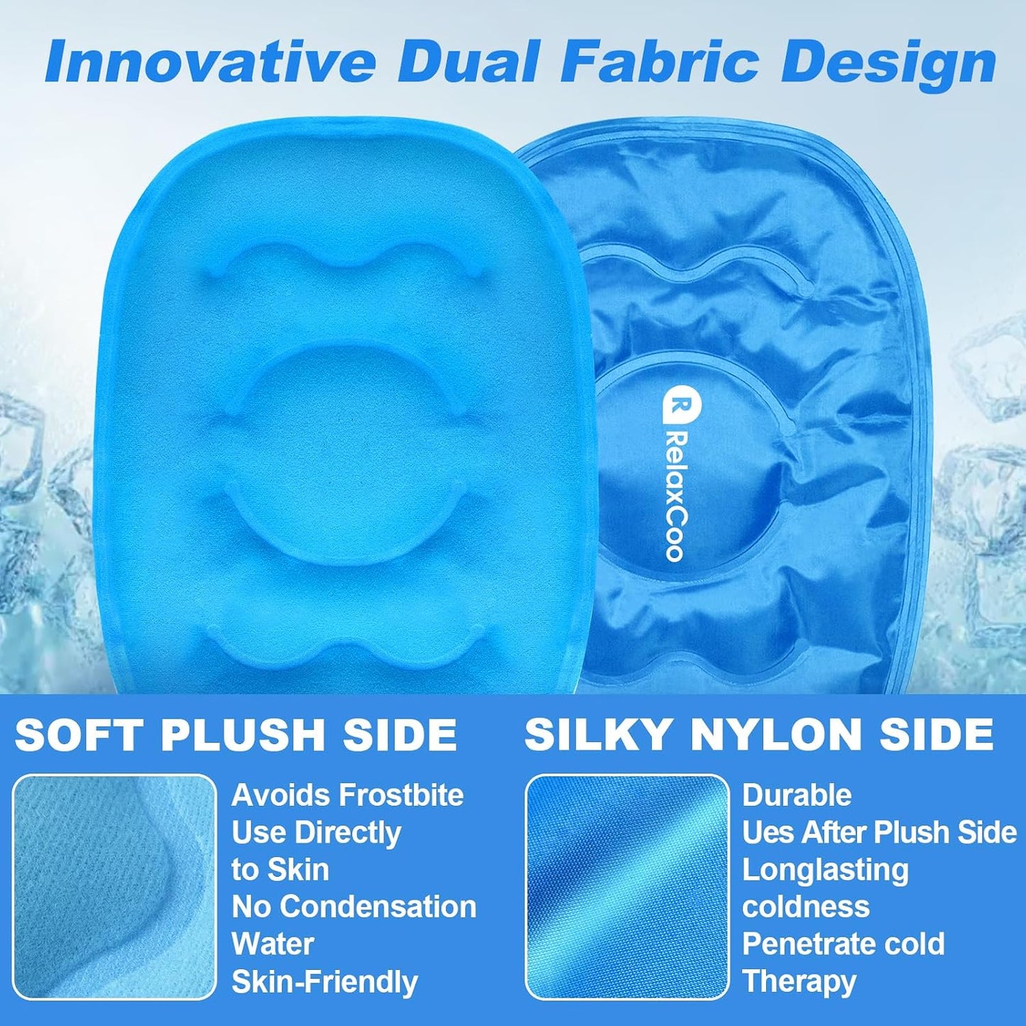RelaxCoo Ice Pack for Knee Pain Relief, Reusable Gel Ice Wrap for Leg Injuries, Swelling, Knee Replacement Surgery, Cold Compress Therapy for Arthritis, Meniscus Tear and ACL Blue