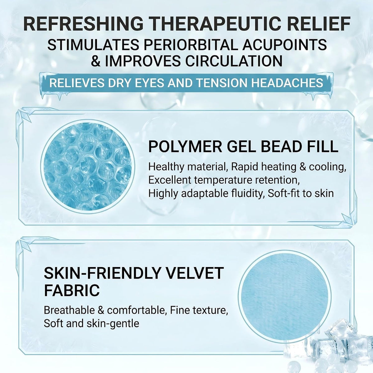 Ice Face Mask and Cooling Eye Mask Set, Reusable Gel Beads Cold Compress Mask for Puffy Eyes, Dark Circles & Sinus Relief, Hot Cold Therapy Face Mask for Skincare, Sleep & Tired Eyes