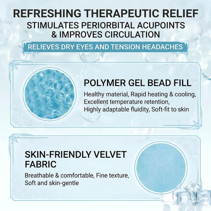 Ice Face Mask and Cooling Eye Mask Set, Reusable Gel Beads Cold Compress Mask for Puffy Eyes, Dark Circles & Sinus Relief, Hot Cold Therapy Face Mask for Skincare, Sleep & Tired Eyes