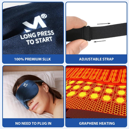 Silk Cordless Heated Eye Mask, Washable Heat Eye Compress for Dry Eye Electric Eye Heating Pad Warm Eye Mask for Eye Fatigue Stye Sinus Blepharitis MGD Gifts for Men Women - MerSun