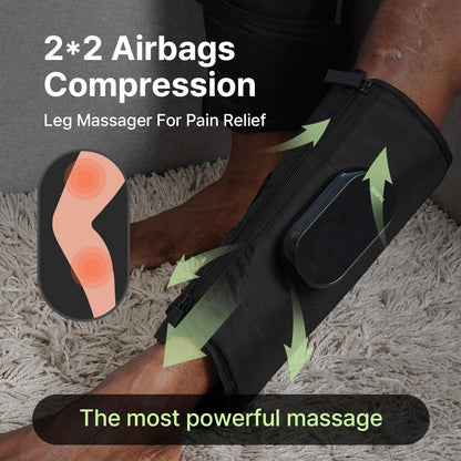 HubiCare Calf and Thigh Massager, Heated Air Compression Leg Massager, Sequential Compression Wrap for Tired Legs, 4 Modes 3 Intensities, Vibtration, Cordless Leg Massager with Extension (Pair)