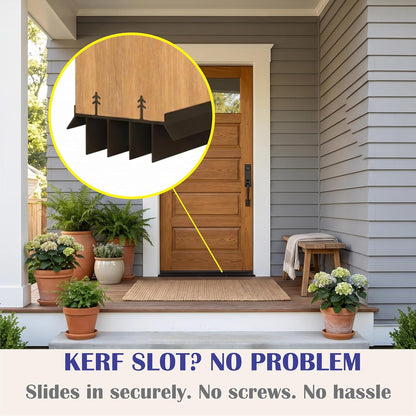 [2 Pack] 36 Inch Exterior Door Sweep with Vinyl Fins – Under Door Weather Stripping Seal for Exterior Doors with Kerf Track | Bottom Door Seal Strip | Draft Stopper & Rodent Proof (Brown)