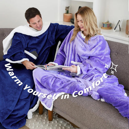 Catalonia Wearable Blanket with Sleeves & Foot Pocket for Adults | Soft Fleece Throw Wrap with Hands-Free Comfort, Perfect for Reading, TV Time & Relaxing, Christmas Gift for Women & Men