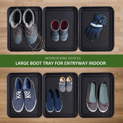 Boot Tray for Entryway Indoor, 3 Pack Wet Shoe Trays for Floor Protection, Non-Slip Plastic Boot Shoe Mat Tray w/Lip, Mudroom(13.7 inx10.8 inx1.2in)