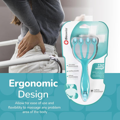 BioSwiss 2-Pack Handheld Full Body Massager, 4-Leg Pressure Point Tool for Back, Neck, and Shoulder, Includes 1 Large and 1 Small