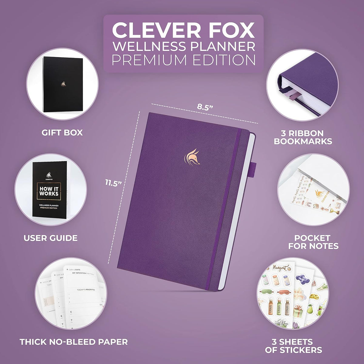 Clever Fox Wellness Journal Premium for Women, Workout & Food Light Pink